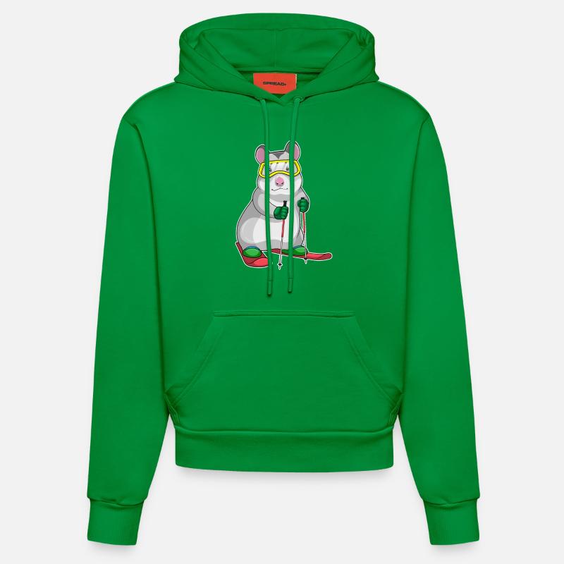 Hamster Skier Ski - Sweat à capuche bio ajusté fabriqué en UE - City Green