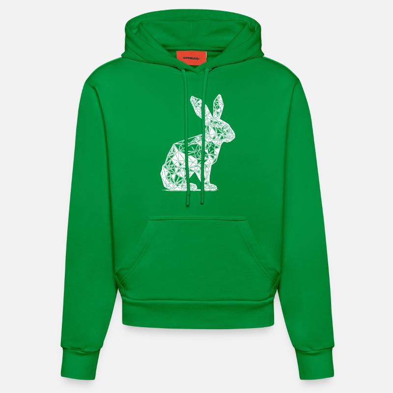 Lignes géométriques Tête de lapin - Sweat à capuche bio ajusté fabriqué en UE - City Green