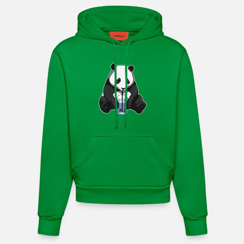 Panda Bubble Tea - Sweat à capuche bio ajusté fabriqué en UE - City Green