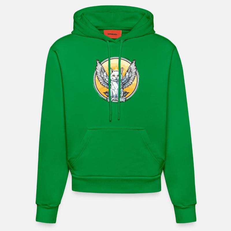 Chat avec des ailes - Sweat à capuche bio ajusté fabriqué en UE - City Green