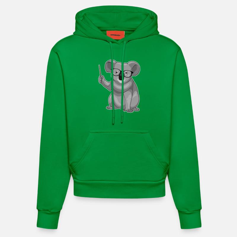 Koala Lehrer Pointer - Organic Fitted Hoodie Made in EU - City Green