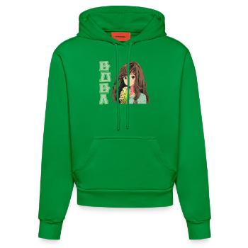 Anime and Boba Bubble Tea - Organic Fitted Hoodie Made in EU - City Green - Front