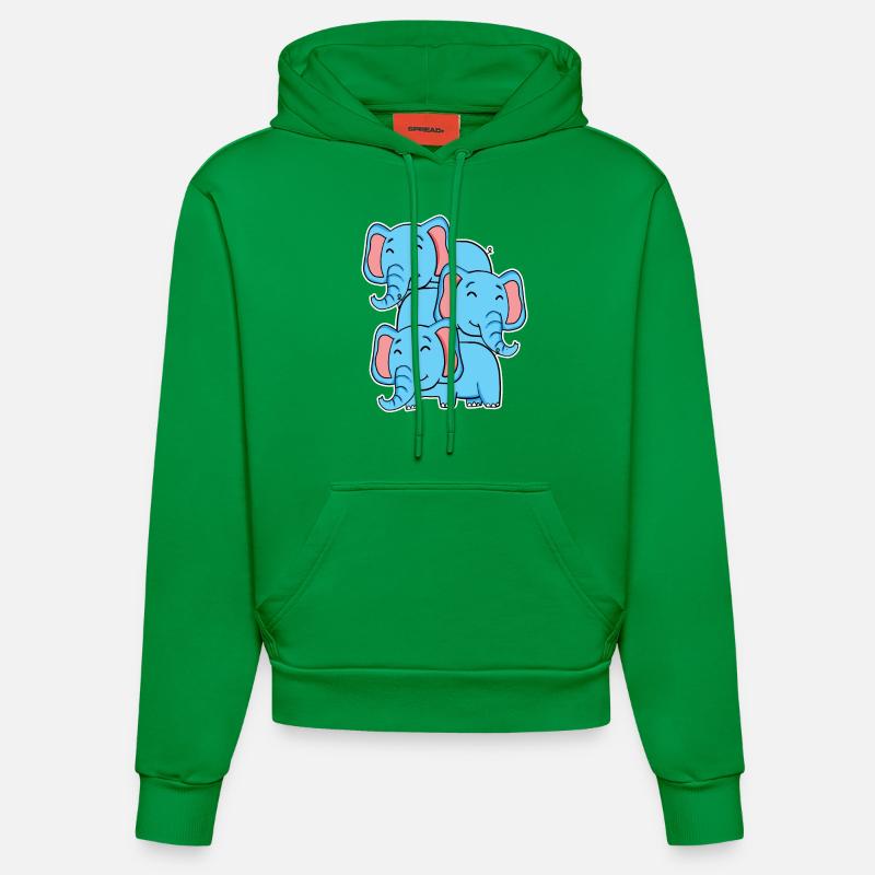 Éléphant mignon - Motif d’éléphant - Sweat à capuche bio ajusté fabriqué en UE - City Green