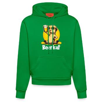 Erdmännchen Trinkt Bier Meerkat Beerkat - Organic Fitted Hoodie Made in EU - City Green - Vorne
