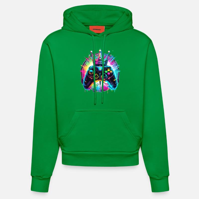 Manette de jeu avec couronne - Sweat à capuche bio ajusté fabriqué en UE - City Green