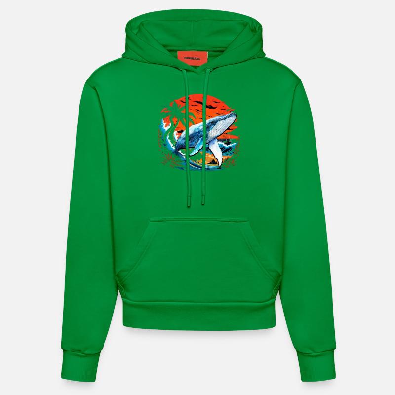 Baleine bleue - Sweat à capuche bio ajusté fabriqué en UE - City Green