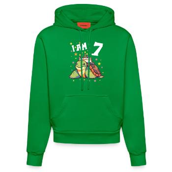 Ich bin 7 Schildkröten Schildkröte 7. Geburtstag - Organic Fitted Hoodie Made in EU - City Green - Vorne