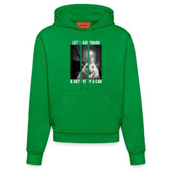 Lets eat Trash and get hit by a Car Opossum Possum - Organic Fitted Hoodie Made in EU - City Green - Front