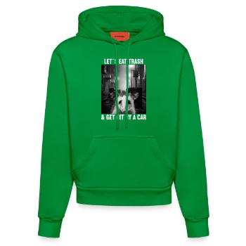 Lets eat Trash and get hit by a Car Opossum Possum - Organic Fitted Hoodie Made in EU - City Green - Front