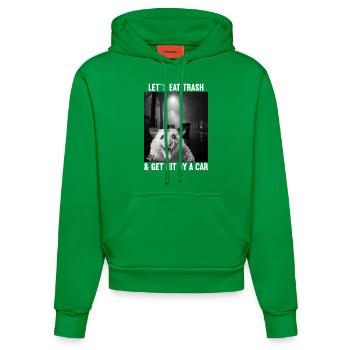 Lets eat Trash and get hit by a Car Opossum Possum - Organic Fitted Hoodie Made in EU - City Green - Front