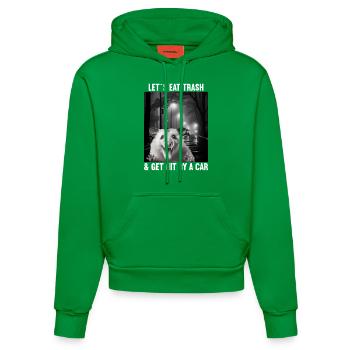 Lets eat Trash and get hit by a Car Opossum Possum - Organic Fitted Hoodie Made in EU - City Green - Front