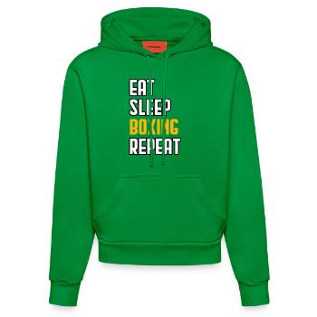 Mangez dormir Boxe Répétez - Sweat à capuche bio ajusté fabriqué en UE - City Green - Devant