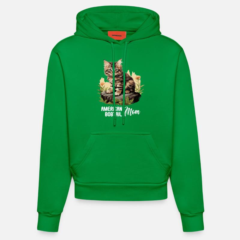 Chat Chats American Bobtail - Sweat à capuche bio ajusté fabriqué en UE - City Green