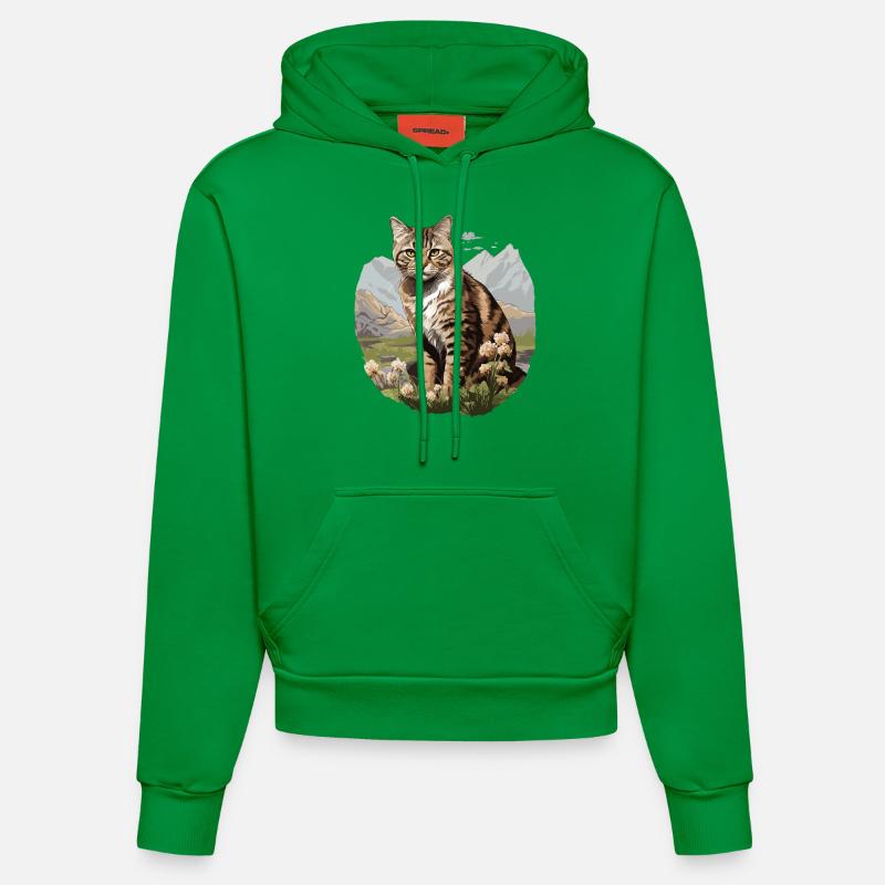 Chat Chats American Wirehair - Sweat à capuche bio ajusté fabriqué en UE - City Green