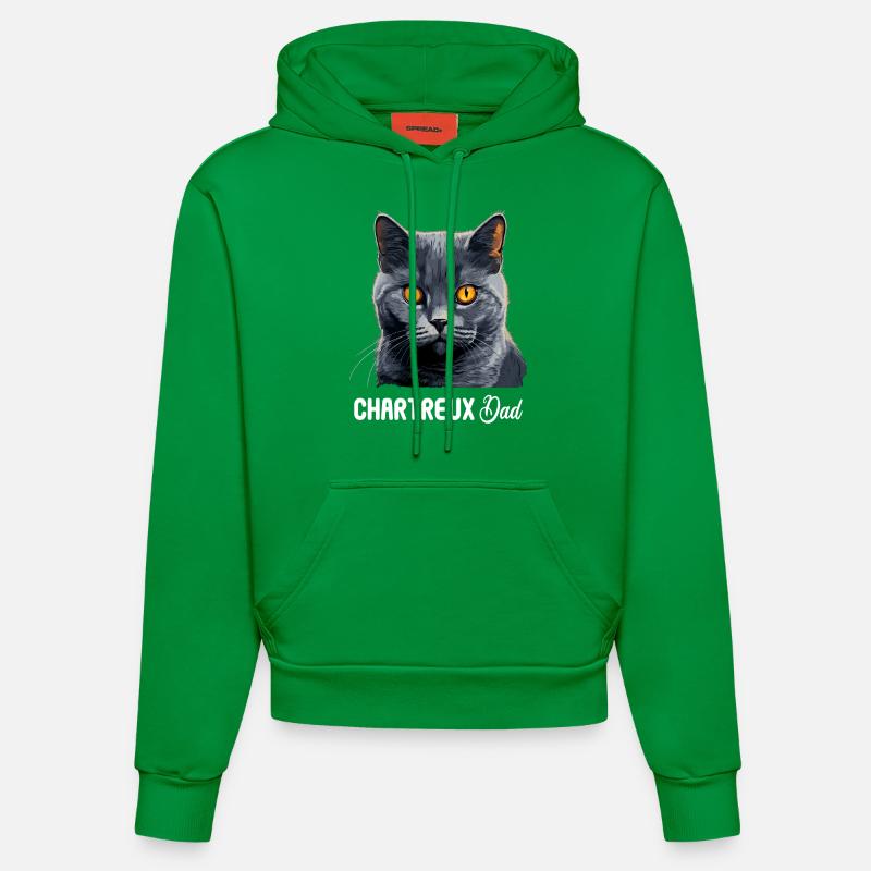 Chat Chartreux Chat Chartreux - Sweat à capuche bio ajusté fabriqué en UE - City Green
