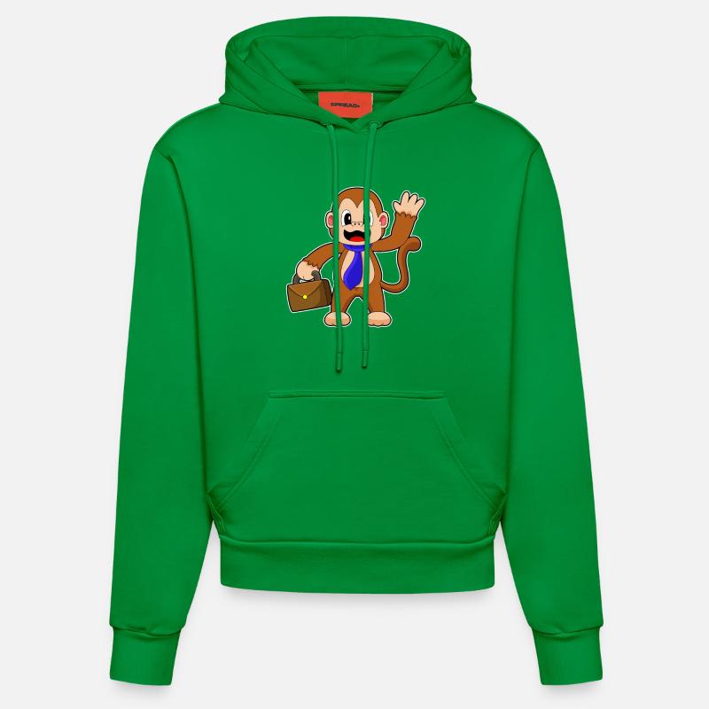 Porte-documents Monkey Entrepreneur - Sweat à capuche bio ajusté fabriqué en UE - City Green