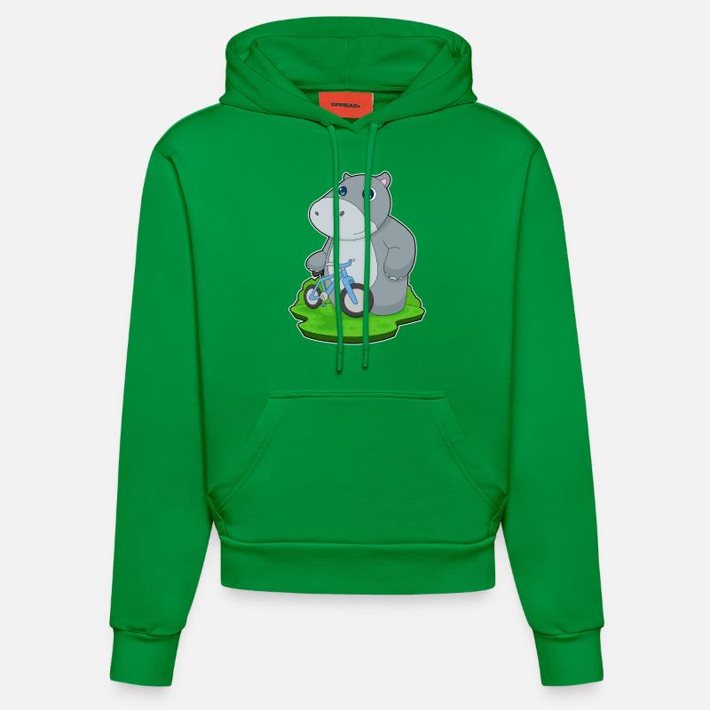 Hippopotame Bicyclette - Sweat à capuche bio ajusté fabriqué en UE - City Green