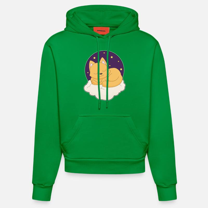 Nuages de chat étoiles - Sweat à capuche bio ajusté fabriqué en UE - City Green