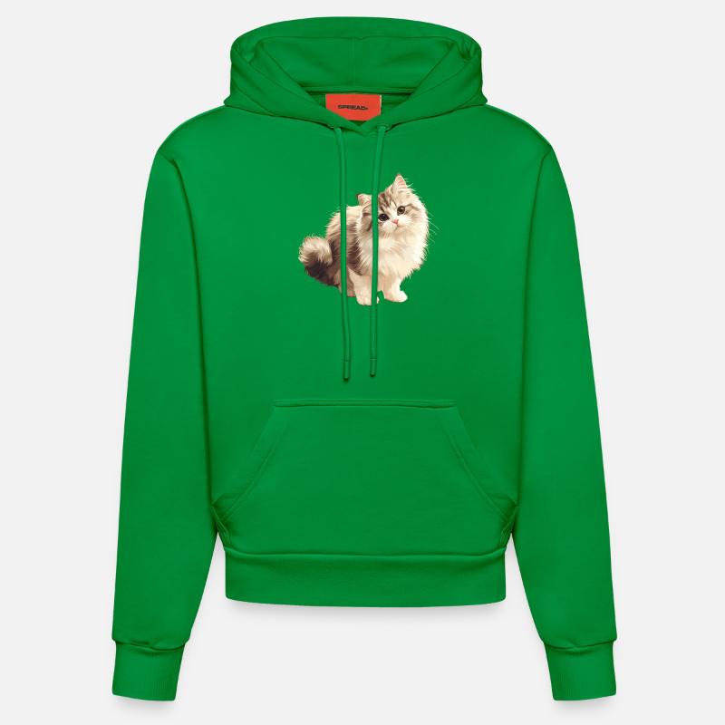 Ragamuffin Chaton Ragamuffin Chat - Sweat à capuche bio ajusté fabriqué en UE - City Green