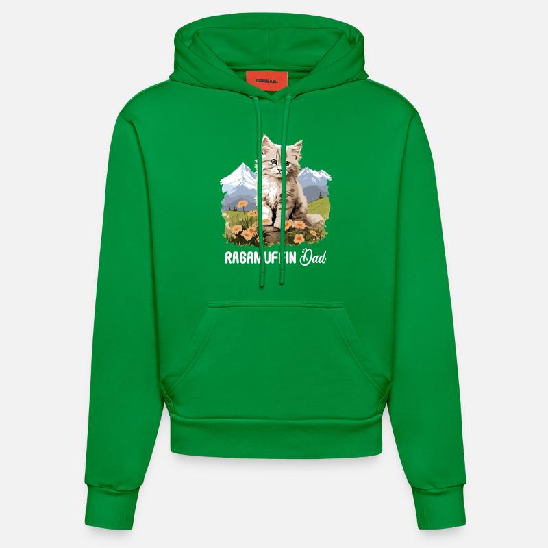 Ragamuffin Chaton Ragamuffin Chat - Sweat à capuche bio ajusté fabriqué en UE - City Green