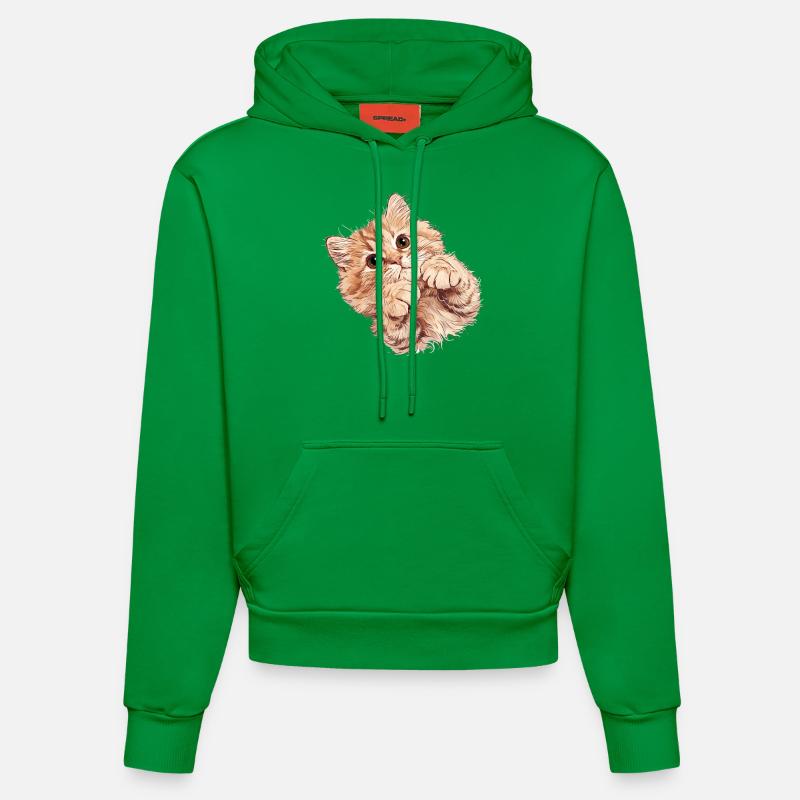 Ragamuffin Chaton Ragamuffin Chat - Sweat à capuche bio ajusté fabriqué en UE - City Green