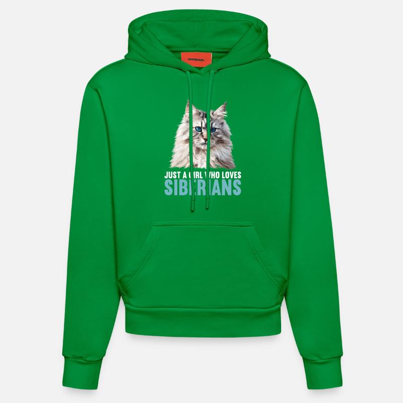 Chat Sibérien Sibirische Katze - Sweat à capuche bio ajusté fabriqué en UE - City Green