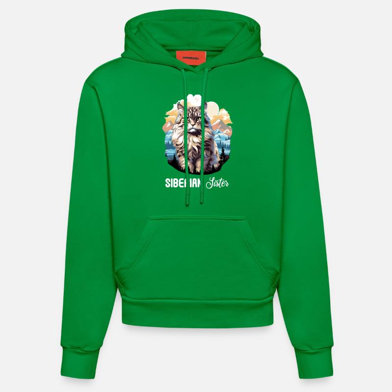 Chat Sibérien Sibirische Katze - Sweat à capuche bio ajusté fabriqué en UE - City Green
