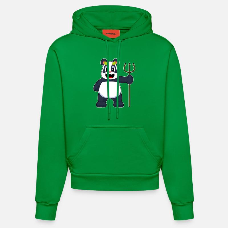 Panda Halloween Diable - Sweat à capuche bio ajusté fabriqué en UE - City Green