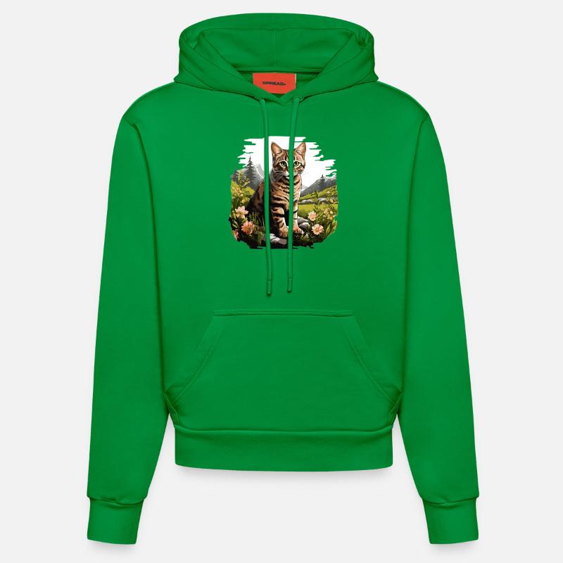 Tabby Kätzchen Tabby Katze - Organic Fitted Hoodie Made in EU - City Green