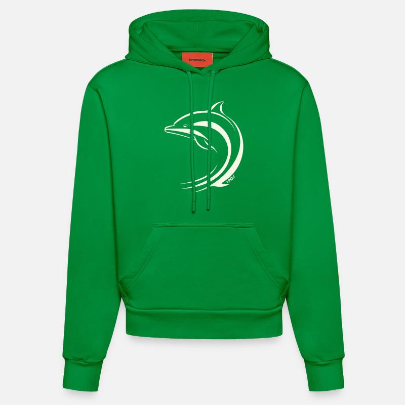 Dauphin minimal - Sweat à capuche bio ajusté fabriqué en UE - City Green