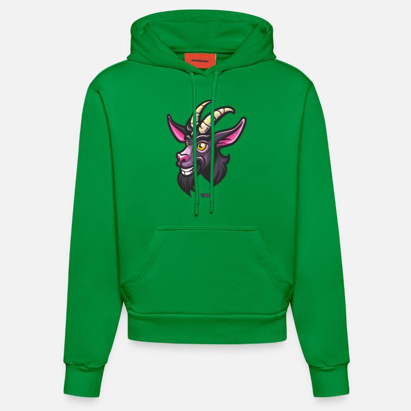 La Chèvre Maléfique Joyeuse - Sweat à capuche bio ajusté fabriqué en UE - City Green