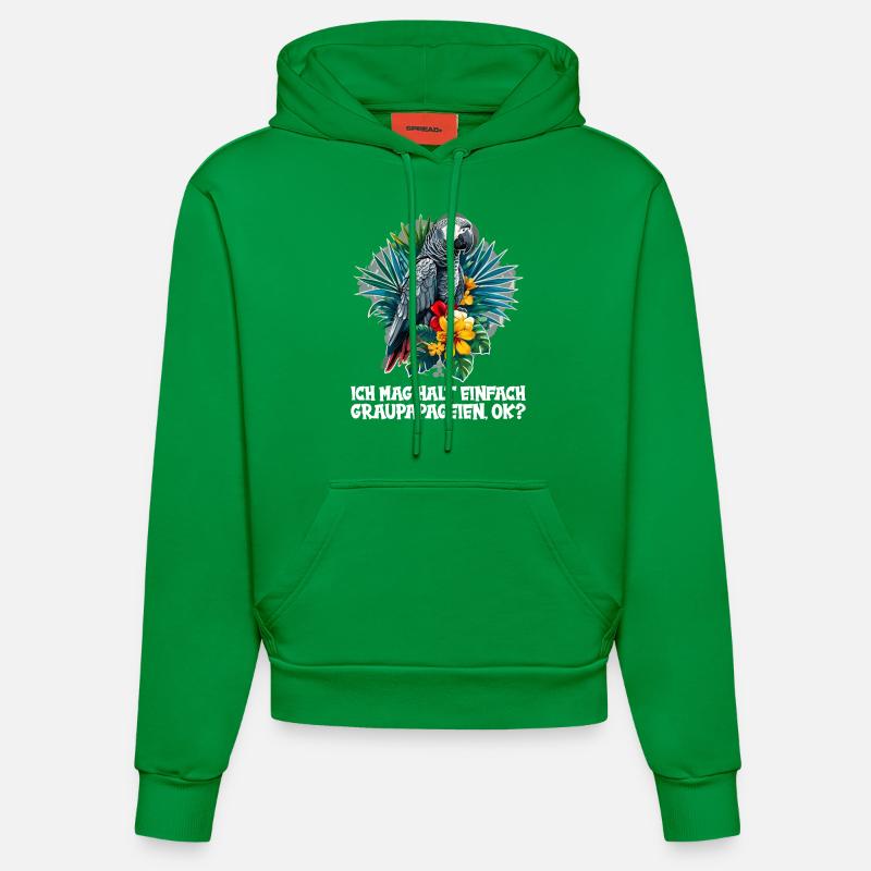 Perroquets gris d’Afrique - Sweat à capuche bio ajusté fabriqué en UE - City Green