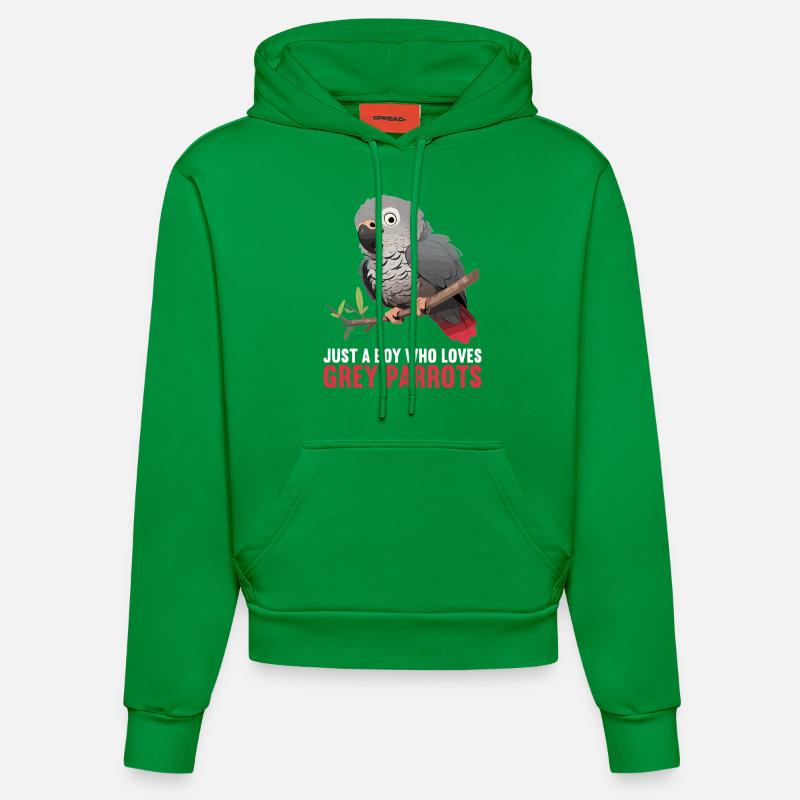 Perroquets gris d’Afrique - Sweat à capuche bio ajusté fabriqué en UE - City Green