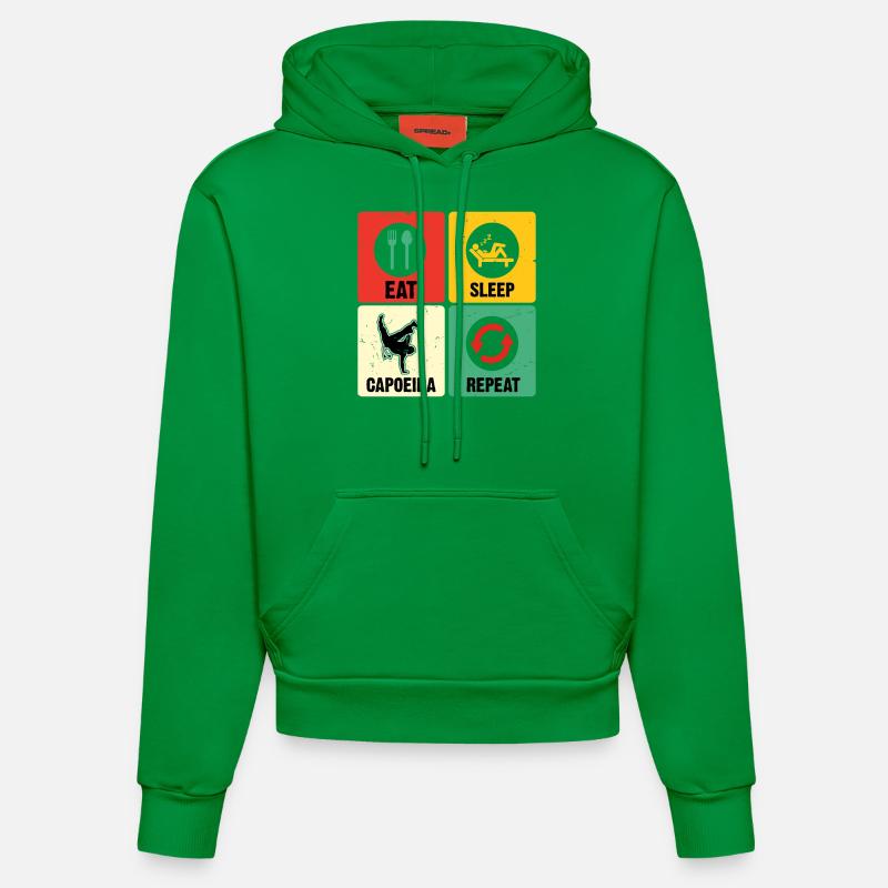 Manger Dormir Capoeira Répéter - Sweat à capuche bio ajusté fabriqué en UE - City Green