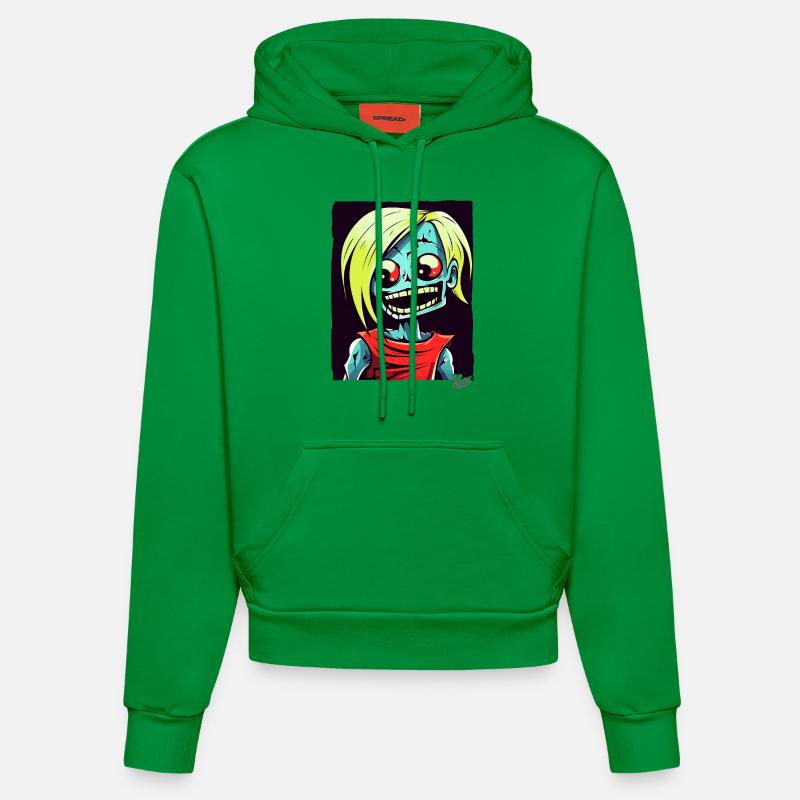 Dessin animé crâne Zombie Spinner - Sweat à capuche bio ajusté fabriqué en UE - City Green
