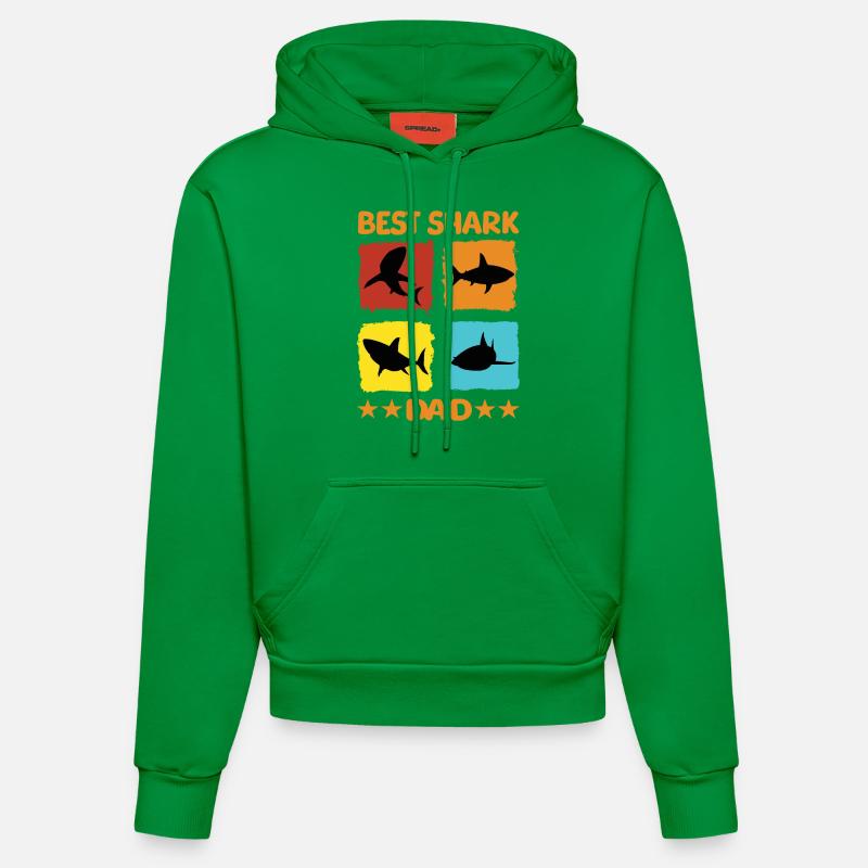 Meilleur papa requin - Sweat à capuche bio ajusté fabriqué en UE - City Green