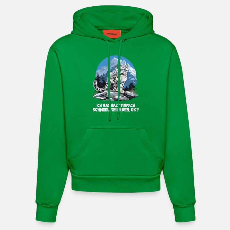Léopard des neiges Schneeleoparden Schneeleopard - Sweat à capuche bio ajusté fabriqué en UE - City Green