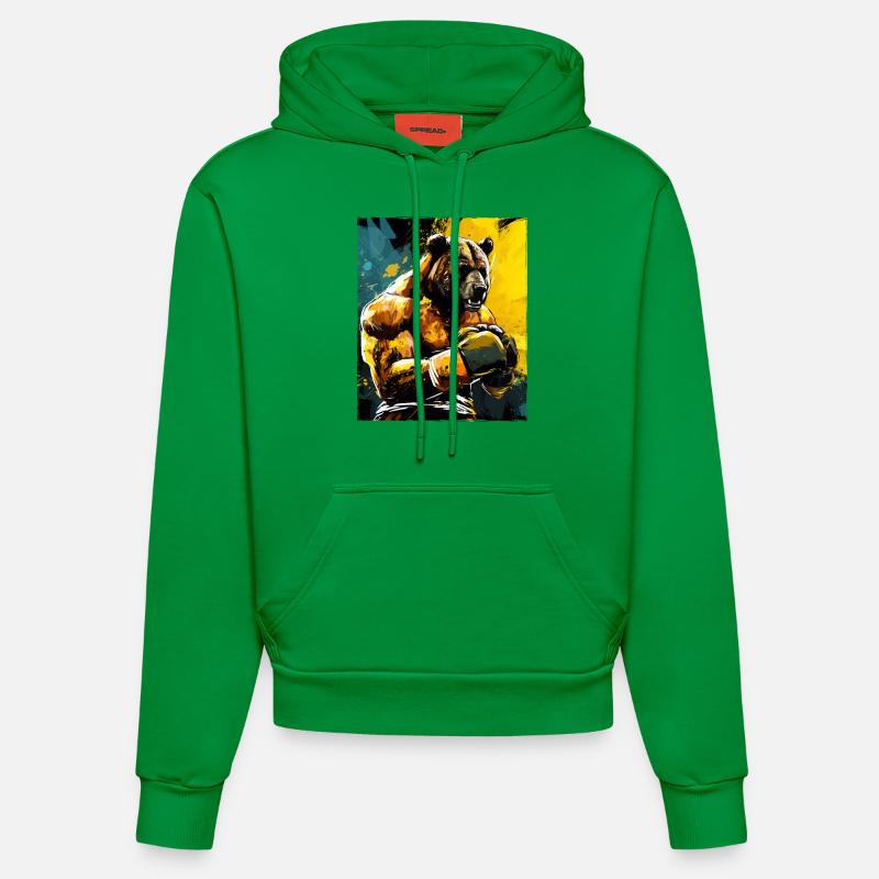 Boxe boxer Grizzly Bear - Sweat à capuche bio ajusté fabriqué en UE - City Green