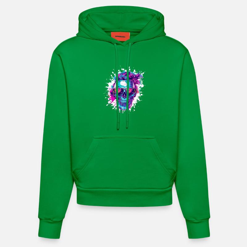 Techno Skull Party - Sweat à capuche bio ajusté fabriqué en UE - City Green
