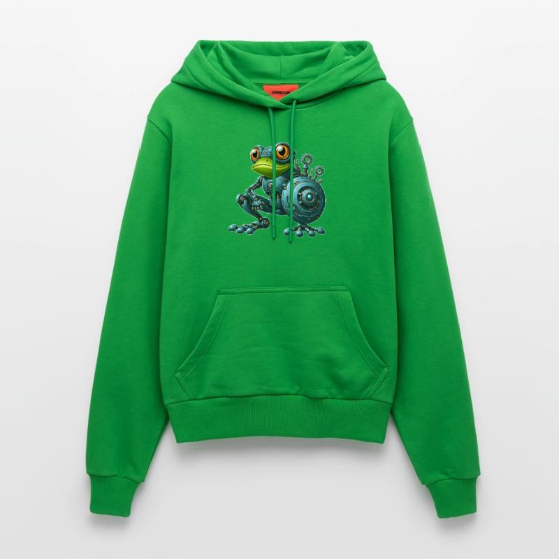 Cyborg Frog Toad Toad Robot Mech Design Organic Fitted Hoodie Made in EU