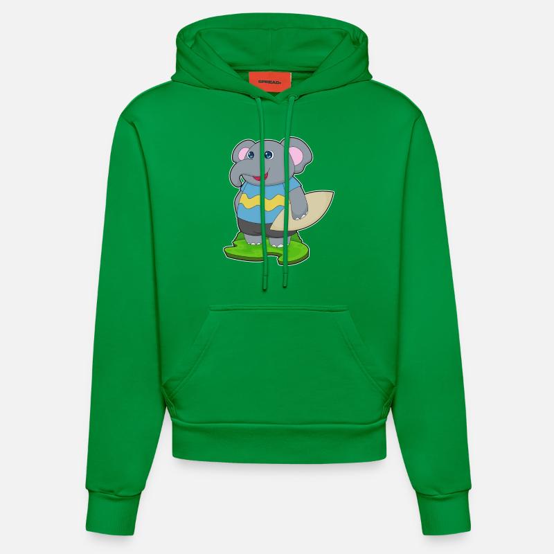 Elefant surfer surfebrett - Organic Fitted hettegenser produsert i EU - City Green