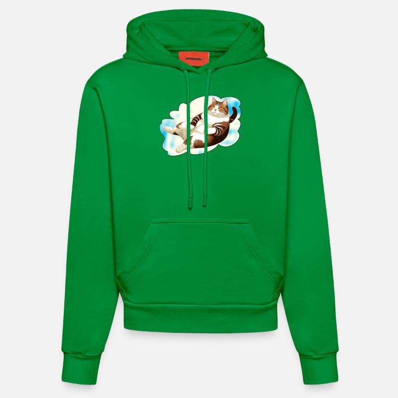 GRAISSE DE CHAT MENSONGE NUAGE - Sweat à capuche bio ajusté fabriqué en UE - City Green