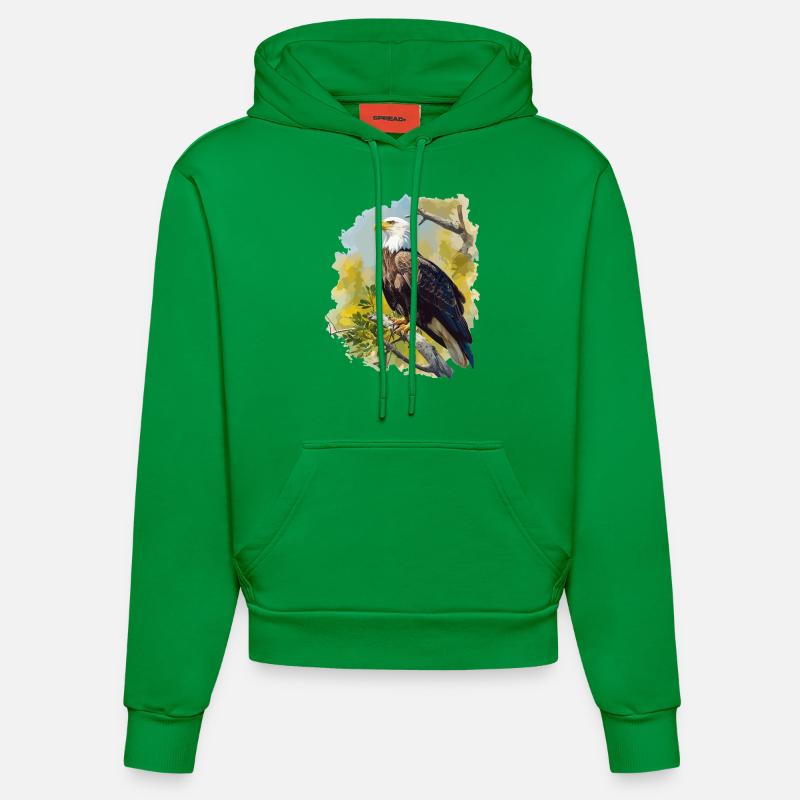 Pygargue à tête blanche Weißkopfseeadler - Sweat à capuche bio ajusté fabriqué en UE - City Green