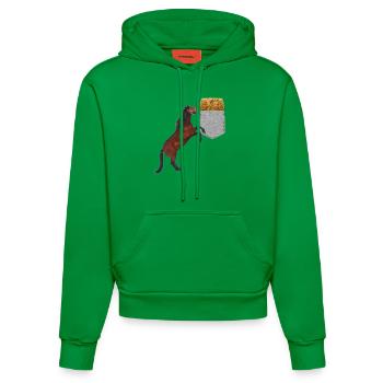 Pferd, das Nach Heu In Ihrer Falschen Tasche Greift Lustig - Organic Fitted Hoodie Made in EU - City Green - Vorne