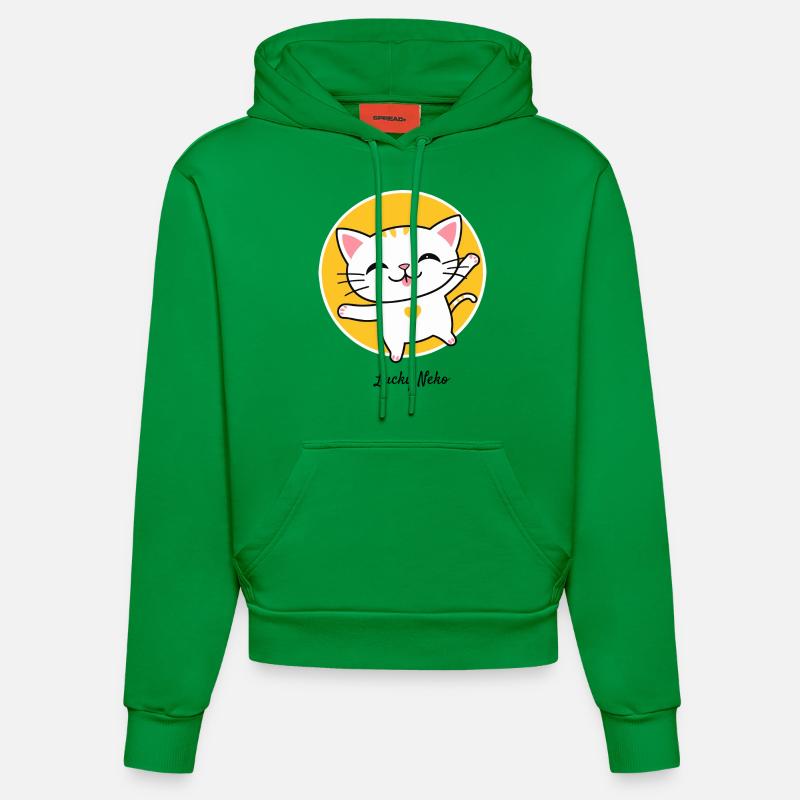Neko chanceux - Sweat à capuche bio ajusté fabriqué en UE - City Green