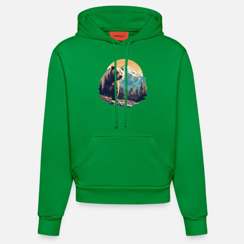 Ours Bären Bär - Sweat à capuche bio ajusté fabriqué en UE - City Green