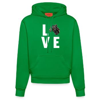 Clouded Leopard Nebelparder - Organic Fitted Hoodie Made in EU - City Green - Front