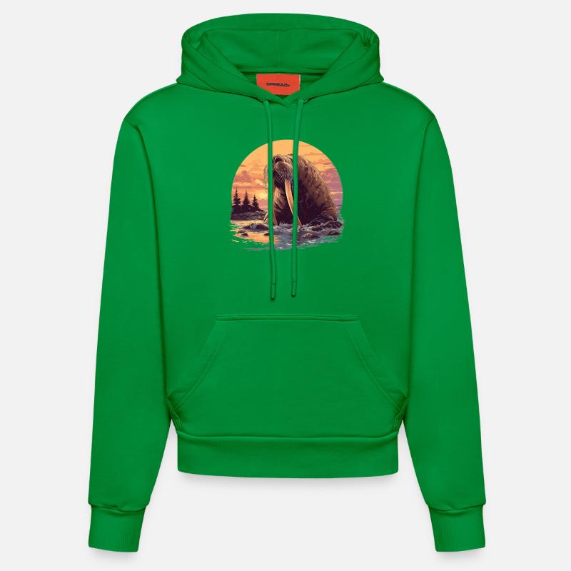 Morse Walrosse Walross - Sweat à capuche bio ajusté fabriqué en UE - City Green