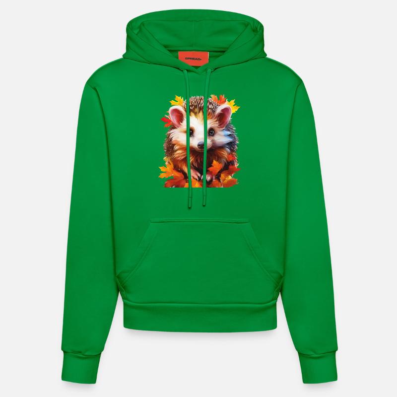 HÉRISSON D’AUTOMNE - Sweat à capuche bio ajusté fabriqué en UE - City Green