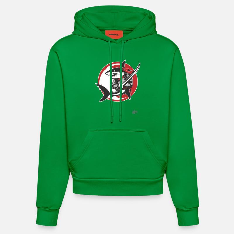 Requin Katana samouraï - Sweat à capuche bio ajusté fabriqué en UE - City Green